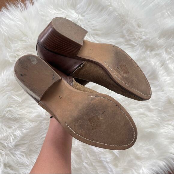 Madewell | Womens The Cait Ankle Boot Bootie Suede & Leather Brown & Tan Pointed - Picture 3 of 8